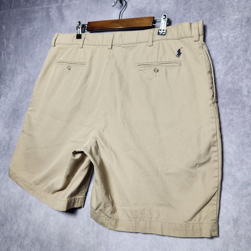 Polo Ralph Lauren Tyler Shorts Mens 38 to 40 Tan Khaki Pleated Cotton Chino